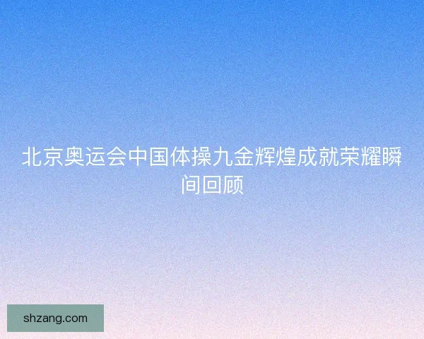 北京奥运会中国体操九金辉煌成就荣耀瞬间回顾